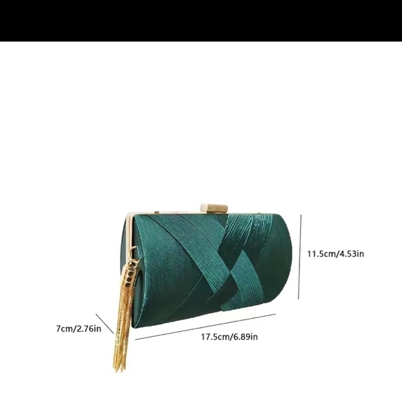 New Emerald Green Satin Clutch - Picture 2 of 2